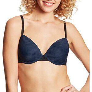 Maidenform 34C Devotion Demi Bra Navy Black Lightly Lined Underwire Convertible